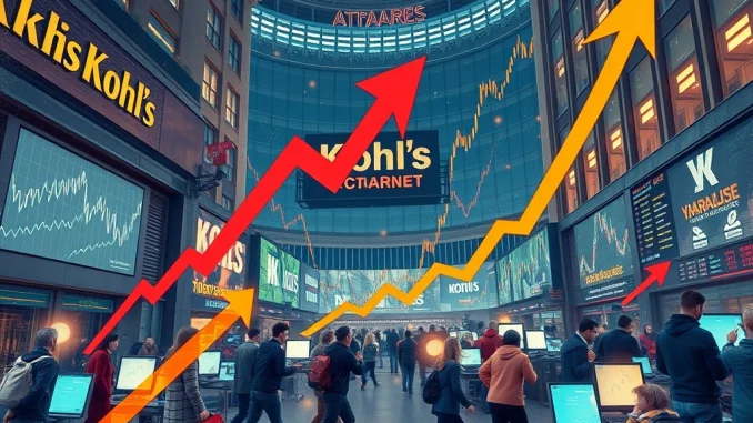 Kohl's Epic 105% Meme Stock Surge: Unpacking Retail Trader Volatility A chart showing a dramatic upward spike, symbolizing the Kohl's meme stock surge driven by retail traders and market volatility.