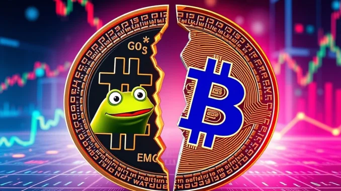 A vibrant illustration depicting the strategic spin-off of MemeStrategy, a new memecoin investment firm, from Everything Blockchain.