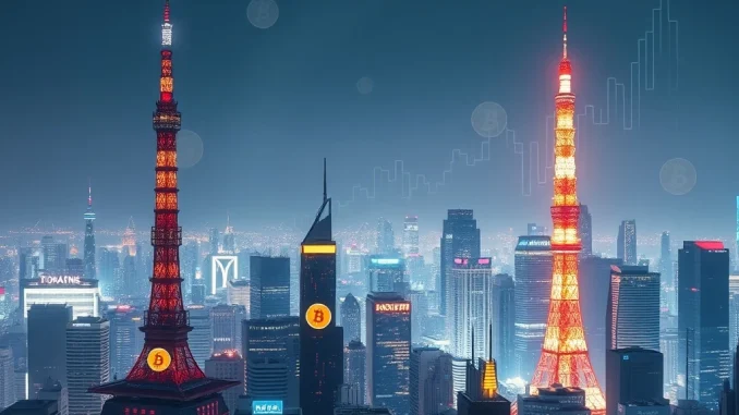 Visualizing Metaplanet's substantial Bitcoin holdings growth, showcasing Japan's increasing corporate BTC adoption.