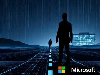 Microsoft AI strategic shift depicted by a crossroads, symbolizing job cuts funding AI investments for future tech innovation.