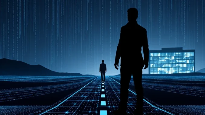 Microsoft AI strategic shift depicted by a crossroads, symbolizing job cuts funding AI investments for future tech innovation.