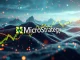 MicroStrategy stock chart with Bitcoin blockchain background highlighting cryptocurrency growth