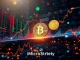 MicroStrategy's innovative crypto capital structure, showing financial charts and Bitcoin symbols merging to illustrate its Bitcoin accumulation strategy.
