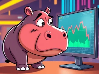 Moo Deng Crypto chart shows a dramatic plunge, symbolizing the fading meme coin hype and digital asset volatility.