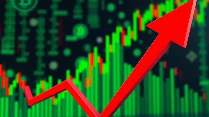 A sharp red downward arrow on a digital chart, illustrating the significant NEWT token price drop during a market correction.