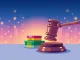 A legal gavel striking down on NFT artwork, symbolizing the Ninth Circuit's pivotal decision regarding NFT trademark and digital art law.