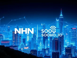 Visualizing NHN and SOOHO.IO's collaboration to build a secure stablecoin settlement infrastructure for automated digital payments.