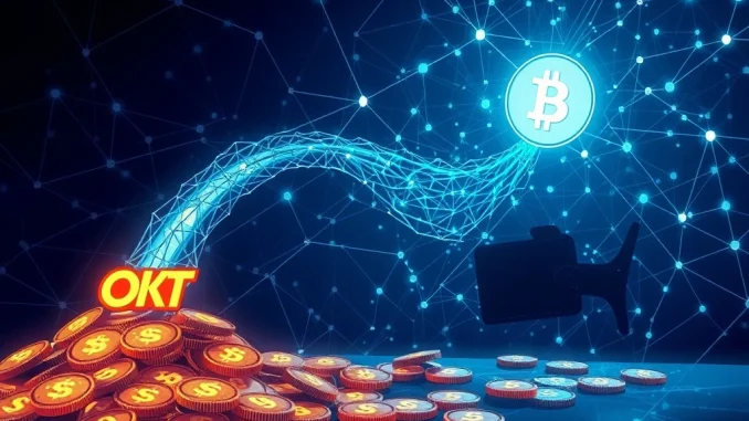 Illustrates a large $500M USDT transfer from OKX, highlighting the significant capital movement in the crypto market.