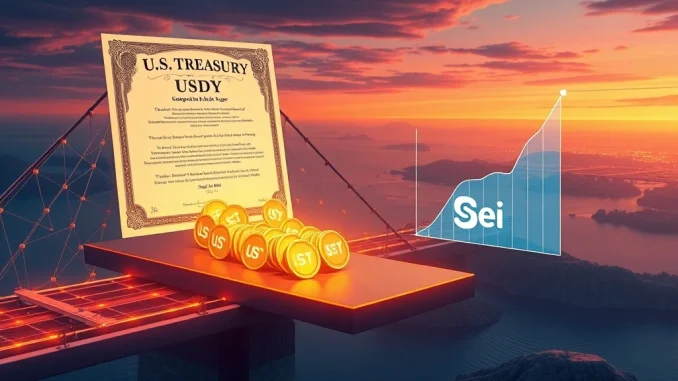 Ondo Finance's USDY token, representing tokenized US Treasuries, bringing yield to the Sei blockchain, symbolizing the growth of Real World Assets (RWA).