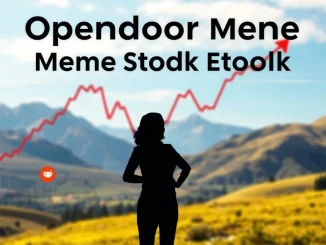 An Opendoor stock chart showing a dramatic 400% surge, symbolizing the rise of the first woman-led meme stock.