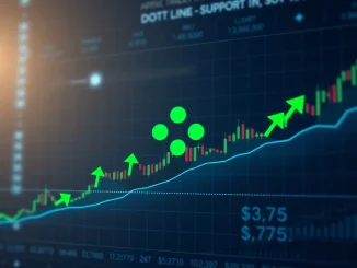 A Polkadot (DOT) price chart indicating the crucial $3.75 Polkadot Support Level, highlighting the potential for a bullish rebound.