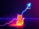 A vibrant chart showing POPCAT/USDT's impressive 72% crypto price surge, with an arrow pointing towards the $0.92 resistance, symbolizing bullish market momentum.