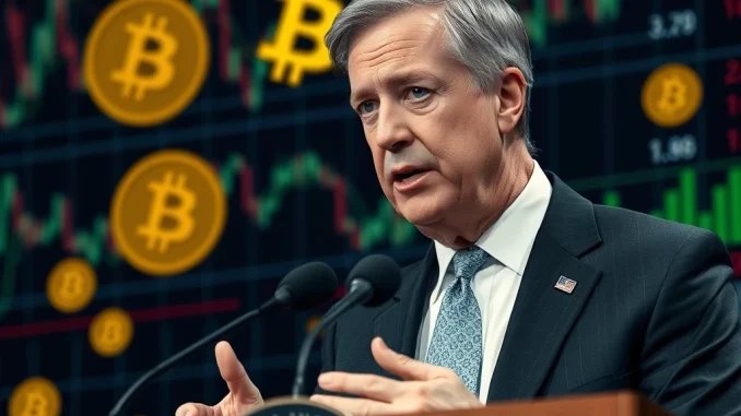 Jerome Powell discussing Fed rate cut uncertainty and crypto market impact