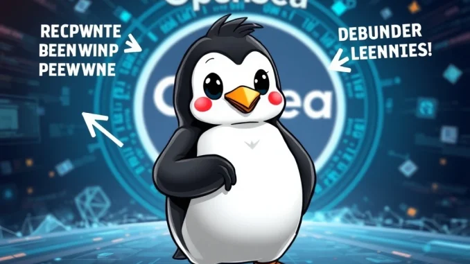 A confident Pudgy Penguins character symbolizing resilience and growth in the NFT market after debunking OpenSea acquisition rumors.