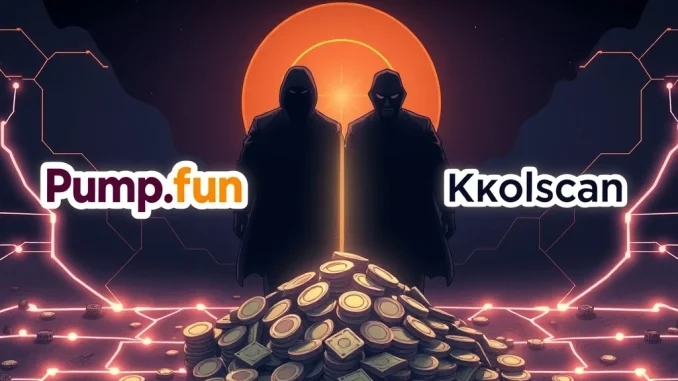 Illustrates the Pump.fun and Kolscan acquisition controversy, highlighting alleged insider trading profits.