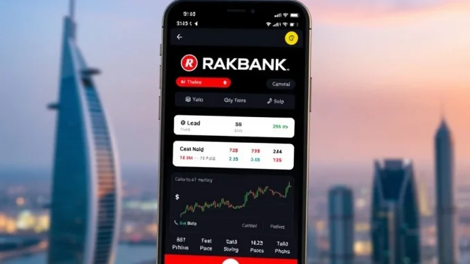 RAKBANK mobile app showcasing AED-based crypto trading in the UAE
