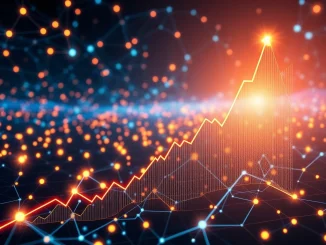 A dynamic chart showing the RESOLV price surge, with blockchain network elements in the background, representing the project's growth and innovation in DeFi.