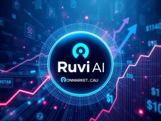 Visualizing Ruvi AI's impressive growth potential following its CoinMarketCap partnership, targeting a $1 price.