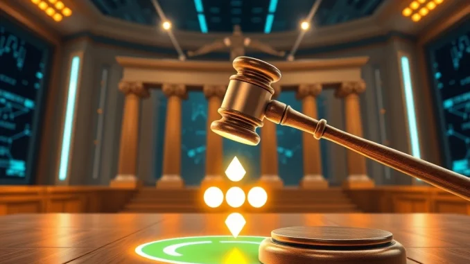 SEC delays Polkadot ETF decision with a digital gavel and DOT logo