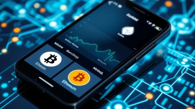 Smartphone displaying a cloud mining app for passive crypto income