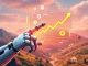 An AI-powered interface displaying crypto charts and symbols, symbolizing GROK AI's Solana news today and its top AI altcoin predictions.