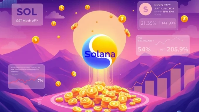 MoonPay's new Solana liquid staking service offering 8.49% APY, simplifying passive earnings for SOL token holders.
