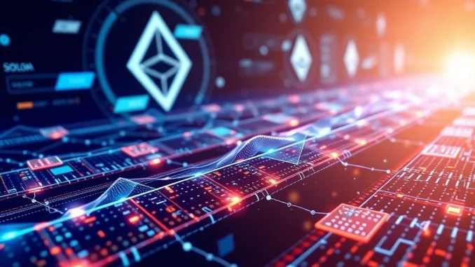 Solana Revolutionizes Scalability: 20% Block Size Boost Ignites 47.6% SOL Price Surge Visualizing Solana's network revolutionizing scalability with a 20% block size increase, signaling rapid growth and efficiency for SOL price.