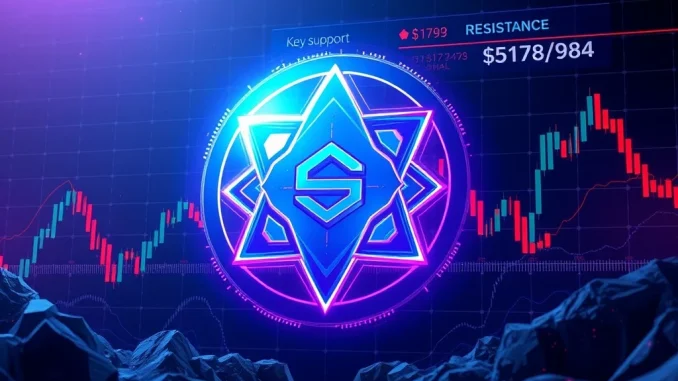 Solana price chart showing key support and resistance levels amid market consolidation