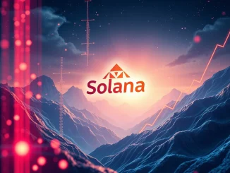 Solana's potential growth to $300 highlighted in a futuristic blockchain landscape