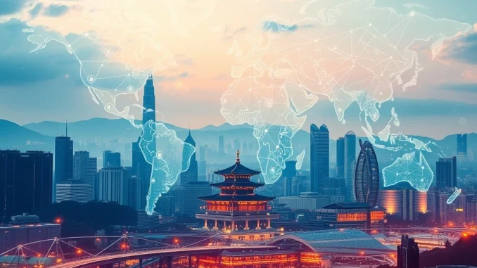 South Korea's crypto market opening for foreign investors, symbolizing global financial integration and blockchain innovation.