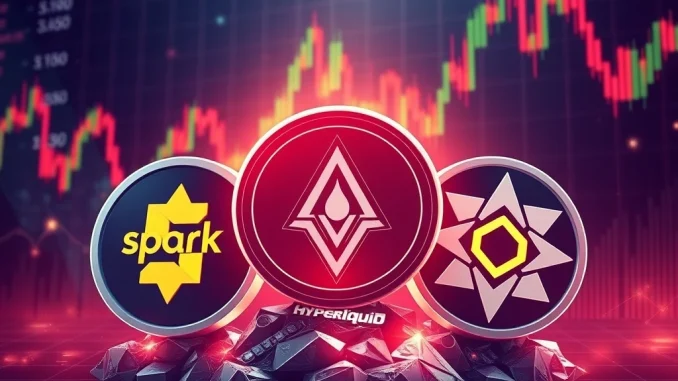 Spark altcoin leading a surge alongside Hyperliquid and Saros in a bullish crypto market.