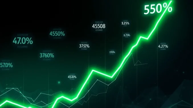 A visual representation of an explosive SPK price surge on a cryptocurrency chart, showing rapid upward movement.