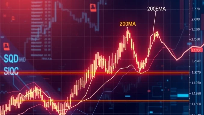 SQD price surge breaking past 200MA and 200EMA resistance levels