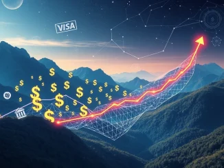 Graph showing stablecoins surpassing traditional payment networks, illustrating JPMorgan's report on explosive crypto payments growth.