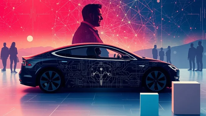 Tesla xAI Investment: Elon Musk's Pivotal Shareholder Mandate Unveiled Elon Musk presenting the crucial Tesla xAI investment decision to a crowd of shareholders, highlighting AI integration.