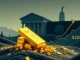 Tether Gold (XAUt) tokens merging with physical gold bars, illustrating its market surge driven by central bank gold buying.