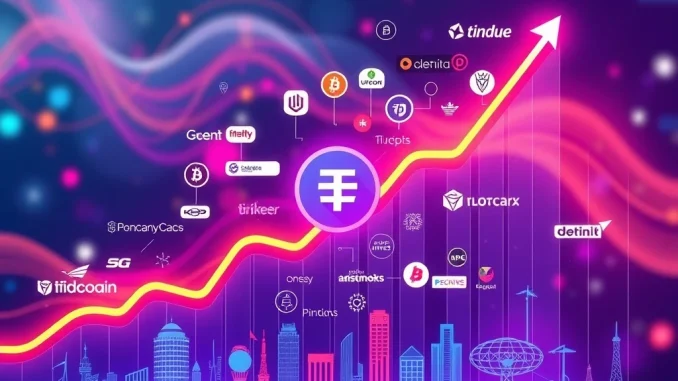 Visualizing Tether's strategic investments across over 120 companies, highlighting the growth of its non-reserve Tether investments portfolio.