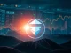 A digital visualization of Tether USDT fueling a significant Bitcoin price increase and Ethereum news, symbolizing a major crypto market surge.