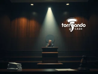 An IRS agent testifies in a tense courtroom, highlighting the legal complexities of the Roman Storm Tornado Cash trial.