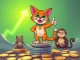 A cartoon Troller Cat meme coin character celebrating explosive growth, symbolizing the rise of new Ethereum meme coins in the crypto market.