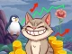 A triumphant Troller Cat meme coin character surrounded by green arrows, symbolizing its remarkable surge in the crypto market.