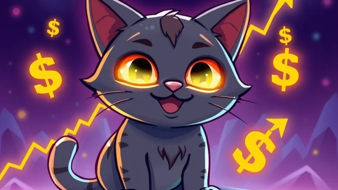 A vibrant, digital illustration of the Troller Cat mascot amidst rising charts, symbolizing the remarkable success of the Troller Cat presale.