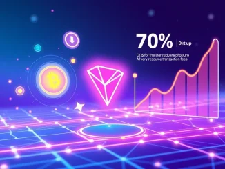 Illustration of Tron's gas-free feature dramatically reducing transaction fees, symbolizing blockchain affordability and efficiency.