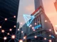 TRON (TRX) logo overlaid on a digital network, symbolizing its surge in crypto rankings after a Nasdaq listing.