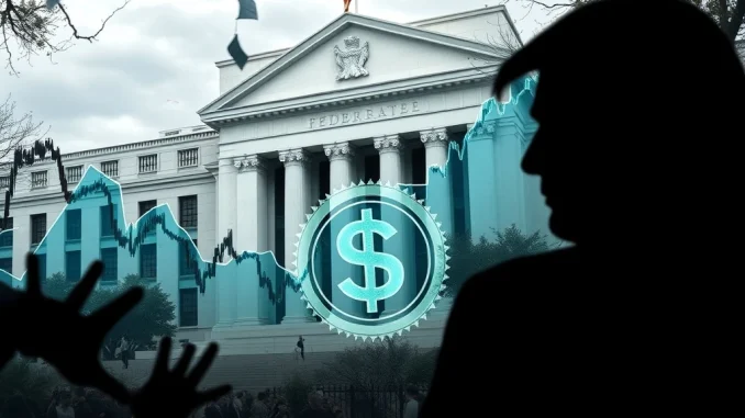 Graph showing market volatility due to Trump's economic policy, including dollar and trade tariff impacts.