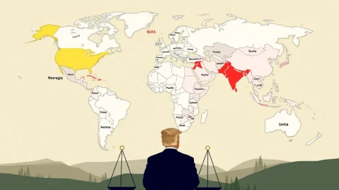 Donald Trump's new tariffs impacting global trade and economic stability.