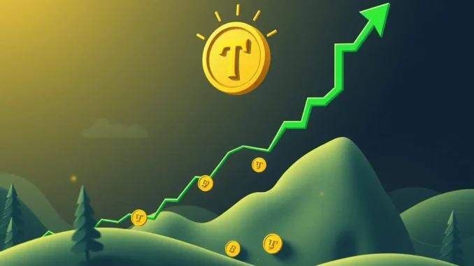 A chart showing the TRUMP Token price soaring, symbolizing its recent surge in trading volume and market interest.