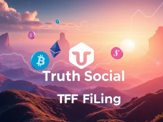 Truth Social's crypto ETF filing featuring Bitcoin, Ethereum, and Solana