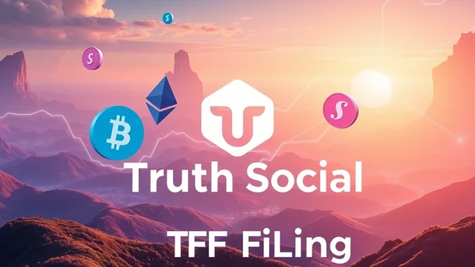 Truth Social's crypto ETF filing featuring Bitcoin, Ethereum, and Solana