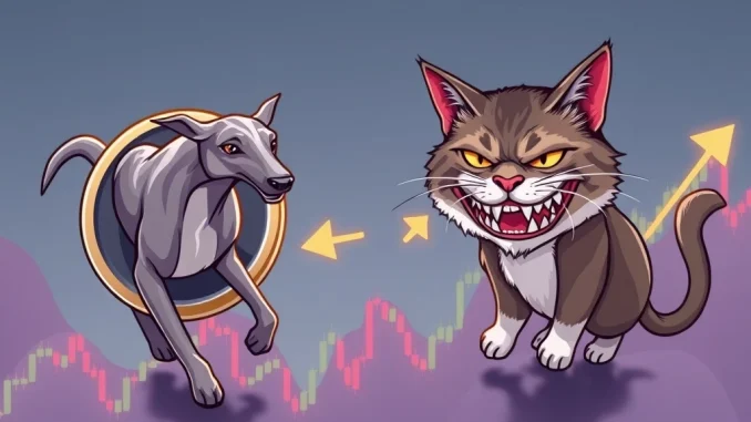 Turbo and Troller Cat meme coins battling in volatile crypto market